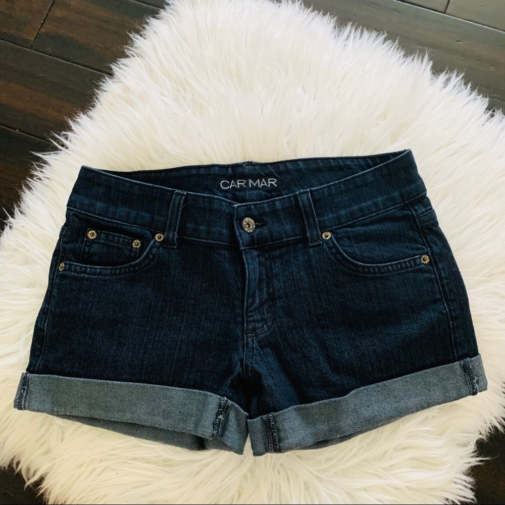 Carmar Dark Wash Rolled Cuff Denim Jean Shorts